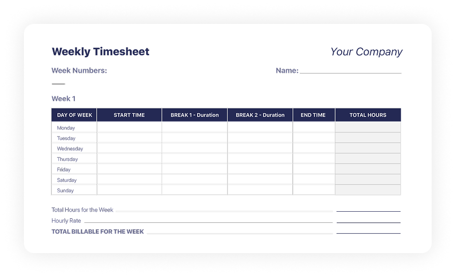 Télécharger des modèles de feuilles de temps hebdomadaires