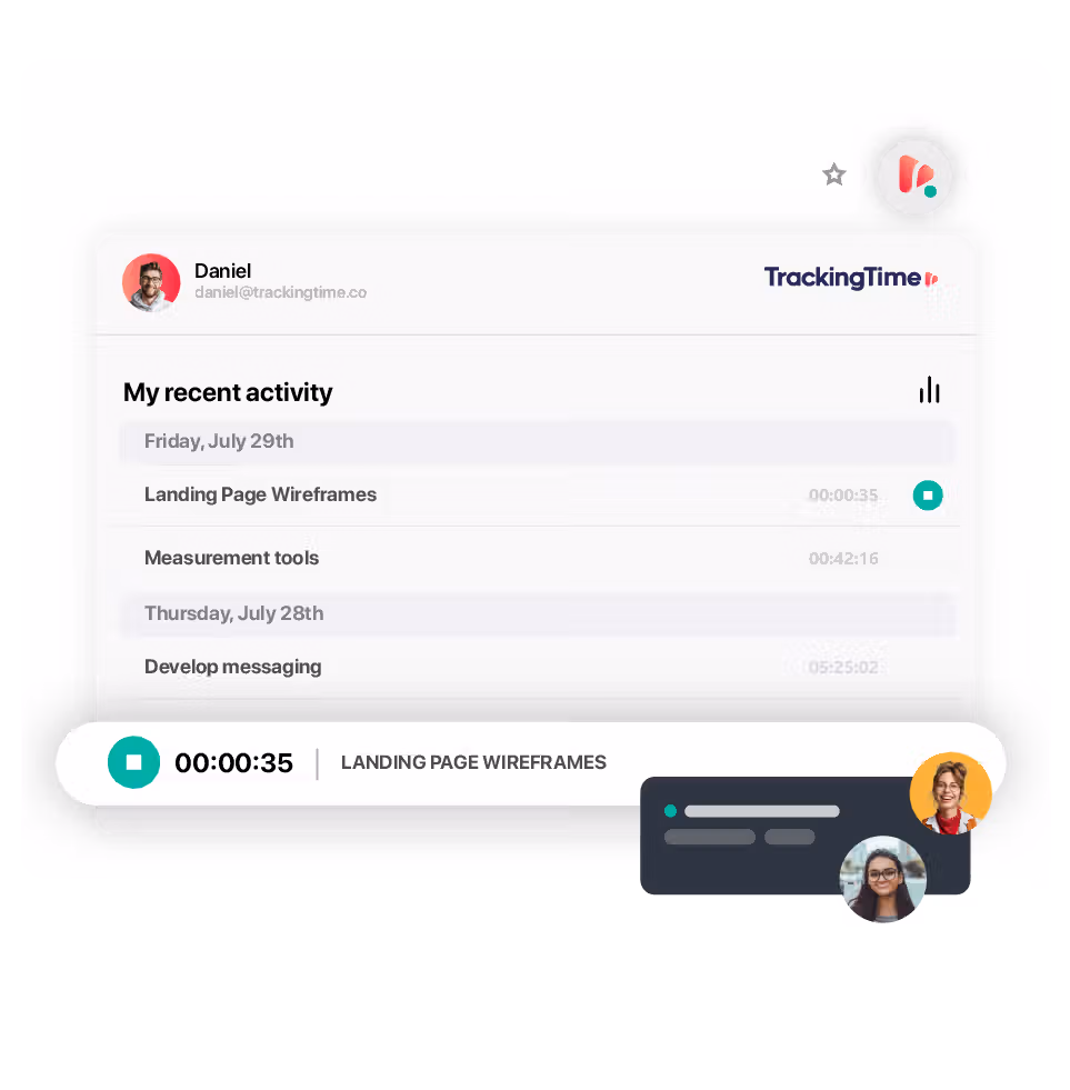Extension TrackingTime pour navigateur avec chronomètre actif et activité récente